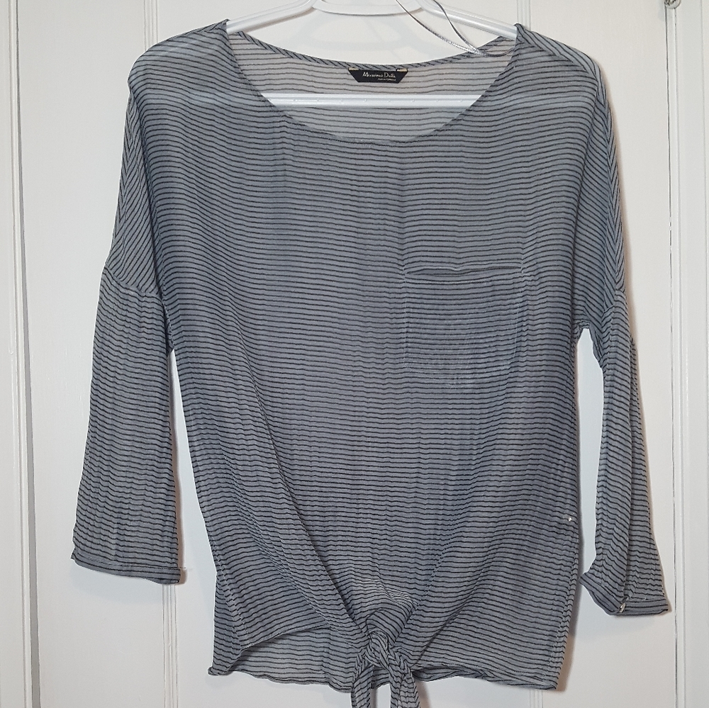 Massimo Dutti striped 3/4 sleeve blouse